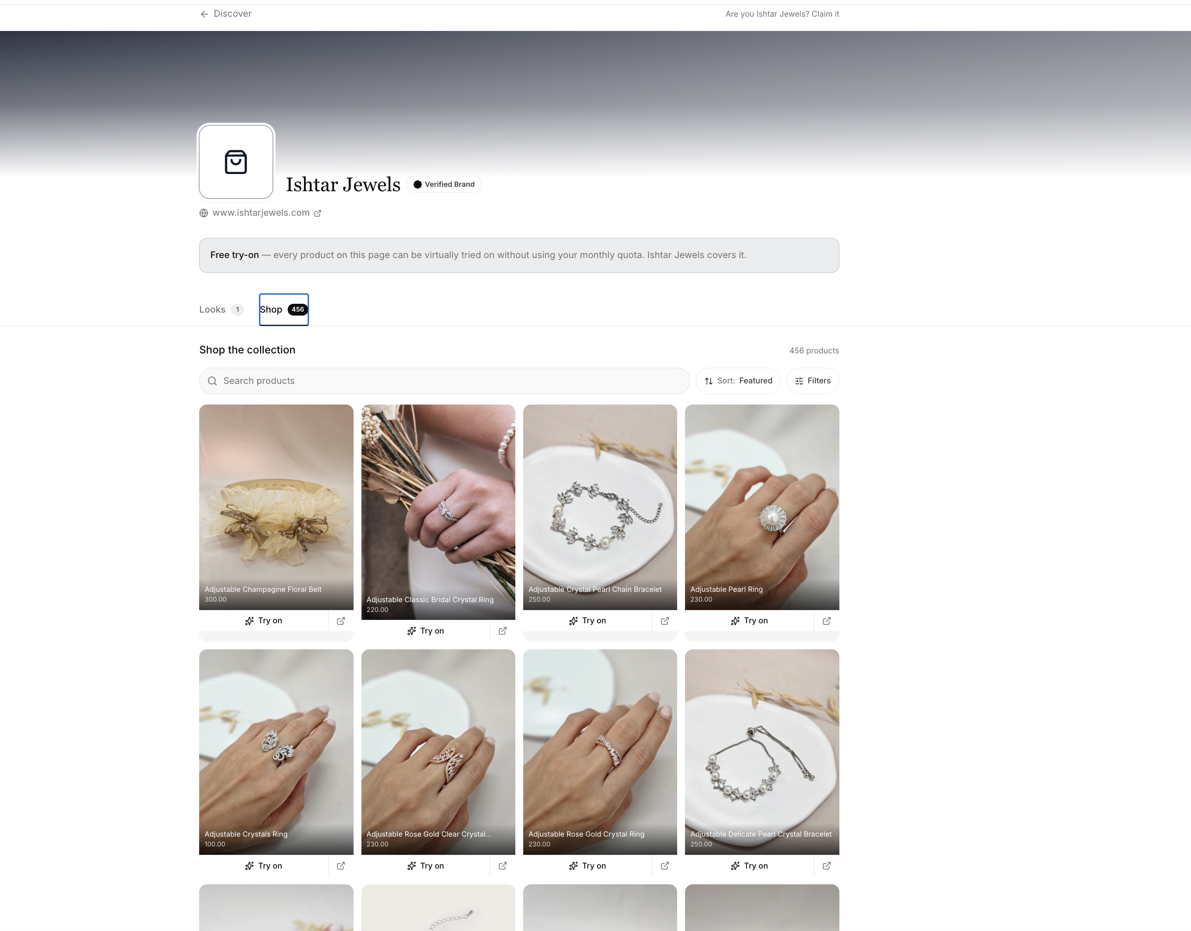 Branded Yooo brand profile with catalog and verified badge