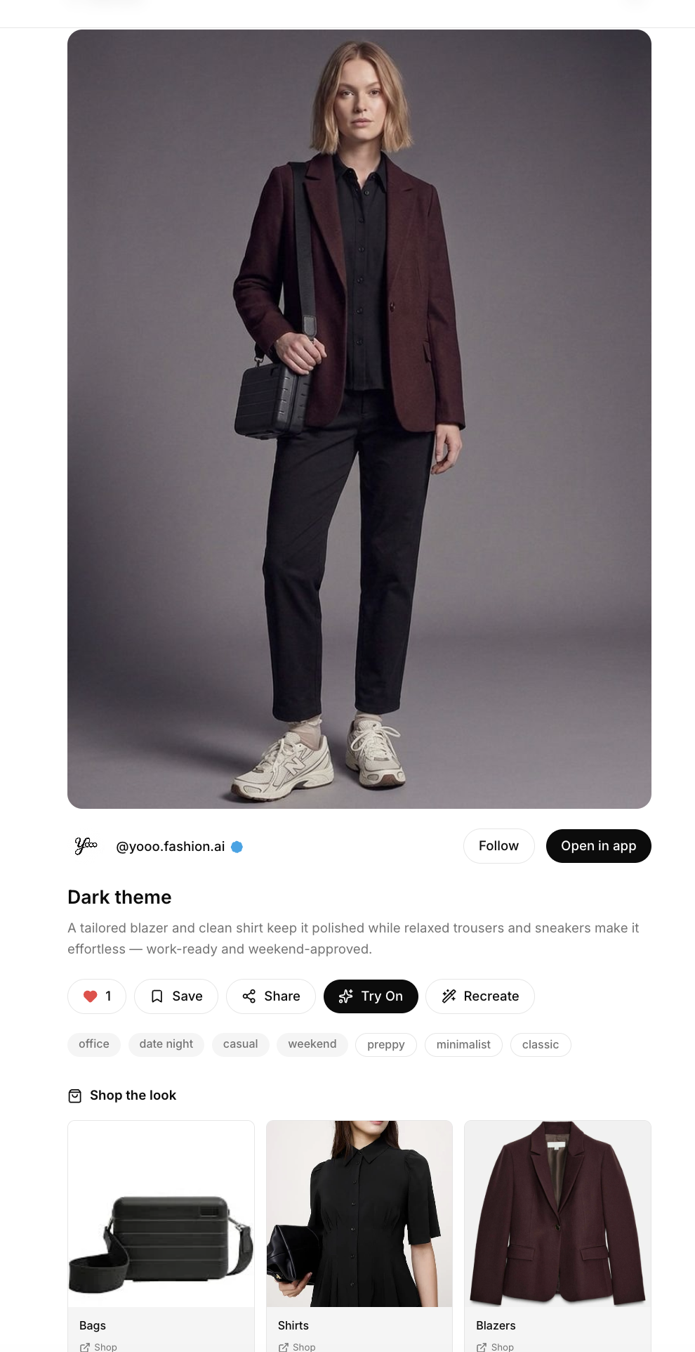 Yooo virtual try-on result on a user photo