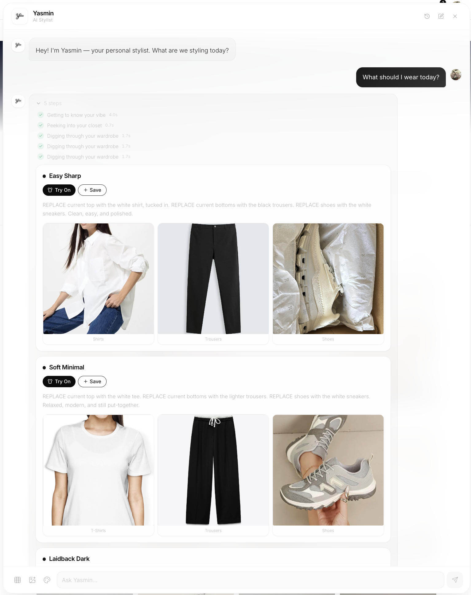 Conversation with Yasmin, the Yooo AI stylist